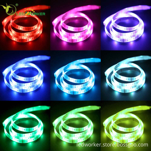 USB Rechargeable Battery-Powered SMD5050 Flexible RGB LED Strip Light 18650 Battery Operated LED Tape